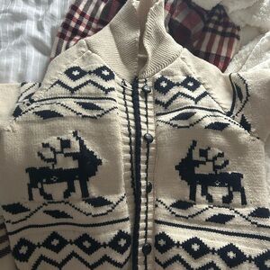 Cream and Black Reindeer Sweater